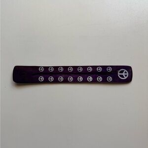 Purple Incense Holder with Peace Symbols
